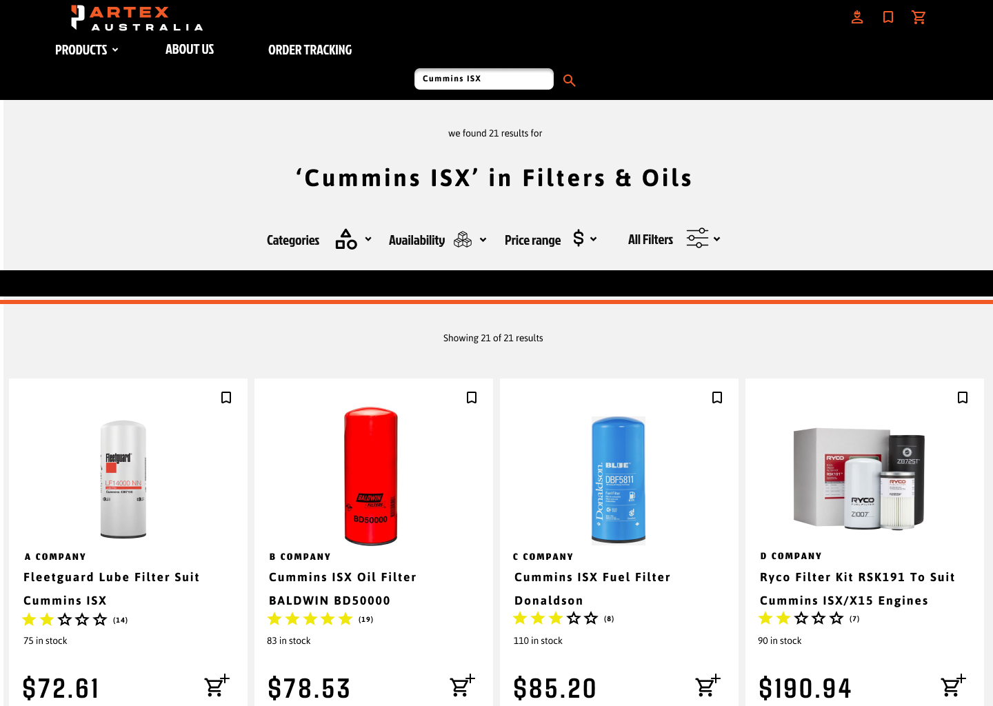partpro website page